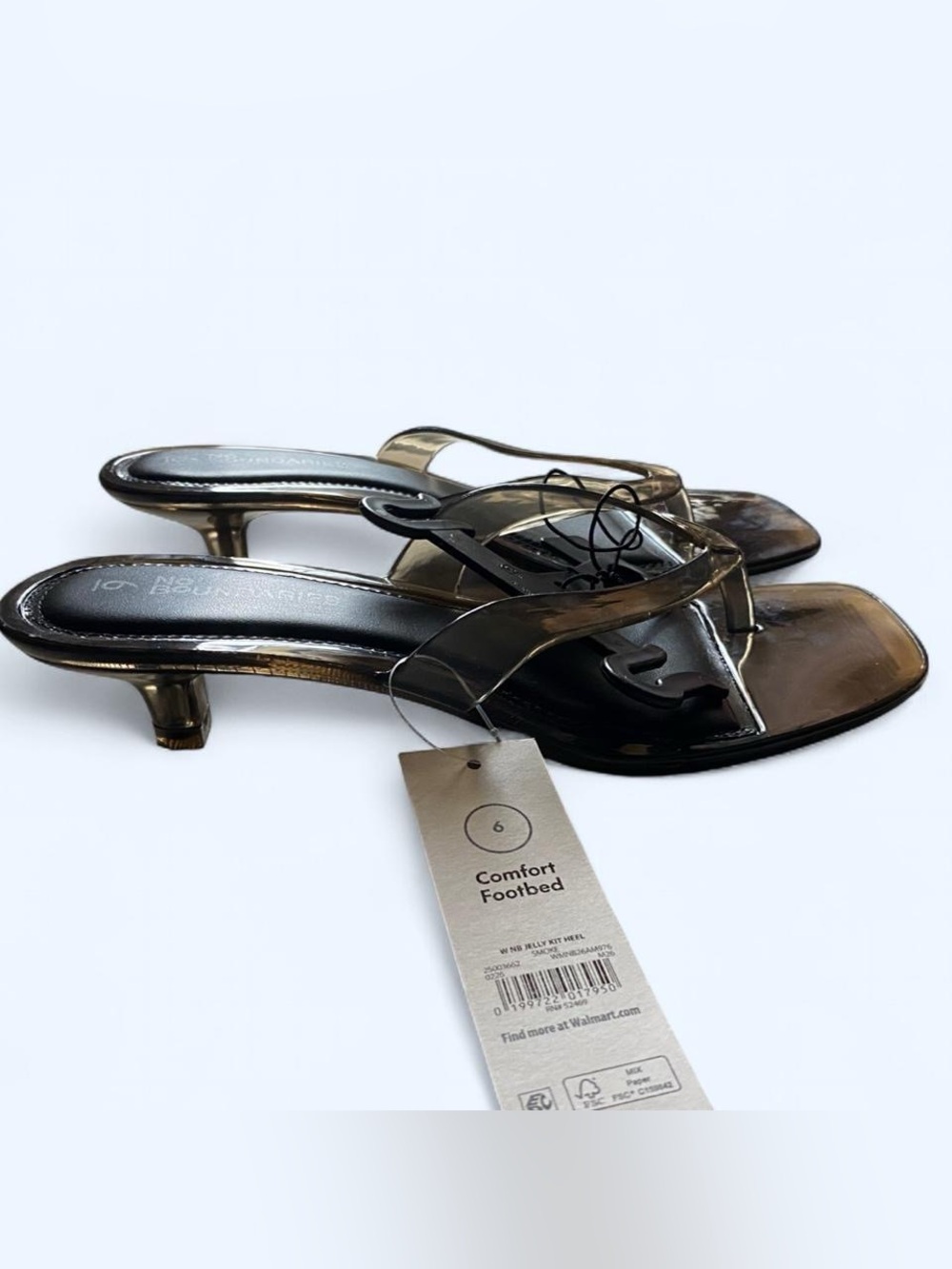 No Boundaries black & clear brown kitten heels